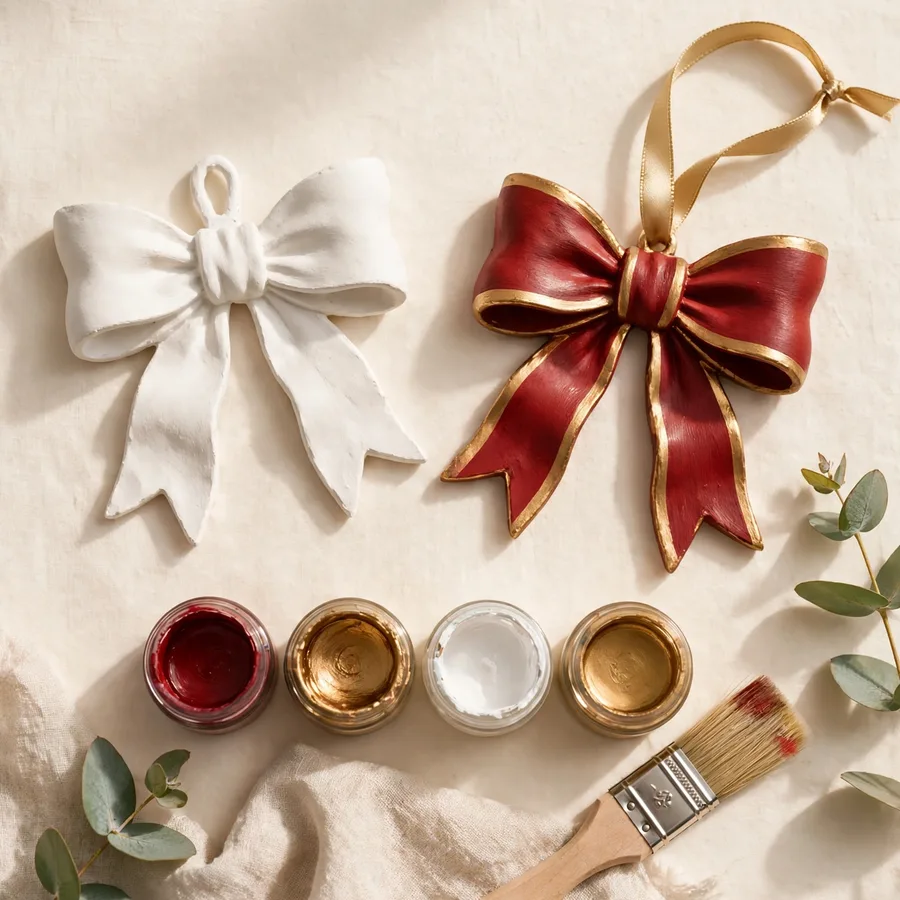 Christmas Bow Ornament Kit — paint-your-own kit, handmade in Surrey, BC Christmas Bow Ornament Kit — Jojopo, handmade in Surrey, BC